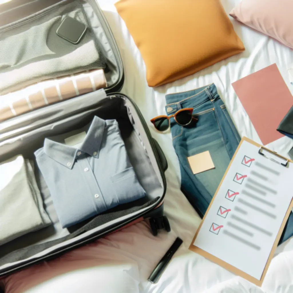 Checklisty pakowania z ułożonymi rzeczami na wyjazd