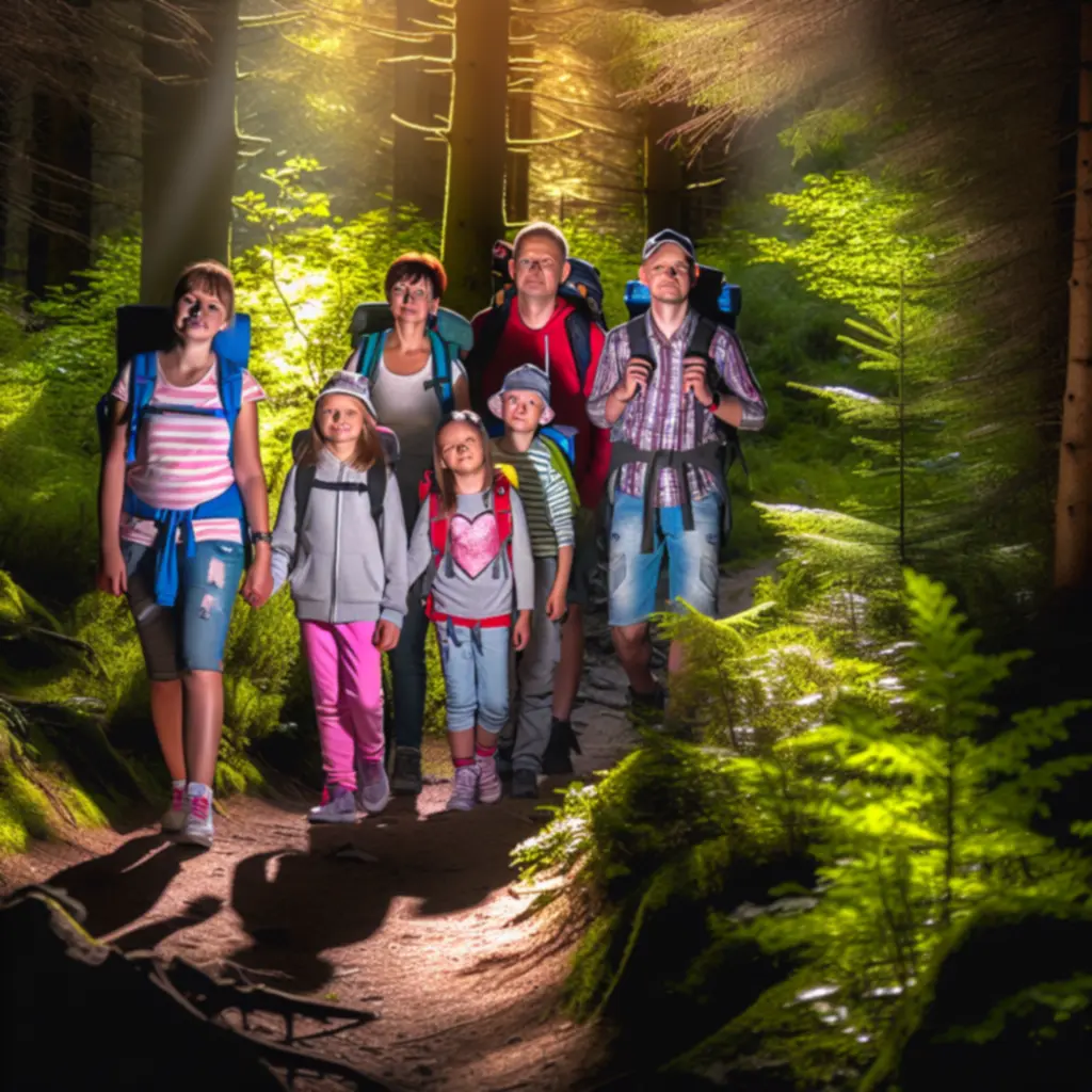Rodzina na szlaku górskim realizująca zaplanowaną trasę