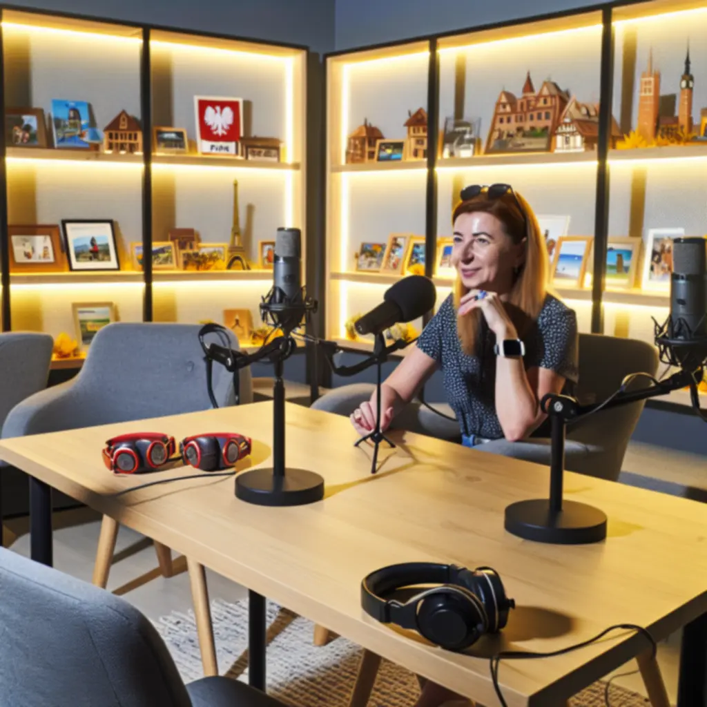 Nagrywanie wywiadu podróżniczego w studiu podcastowym