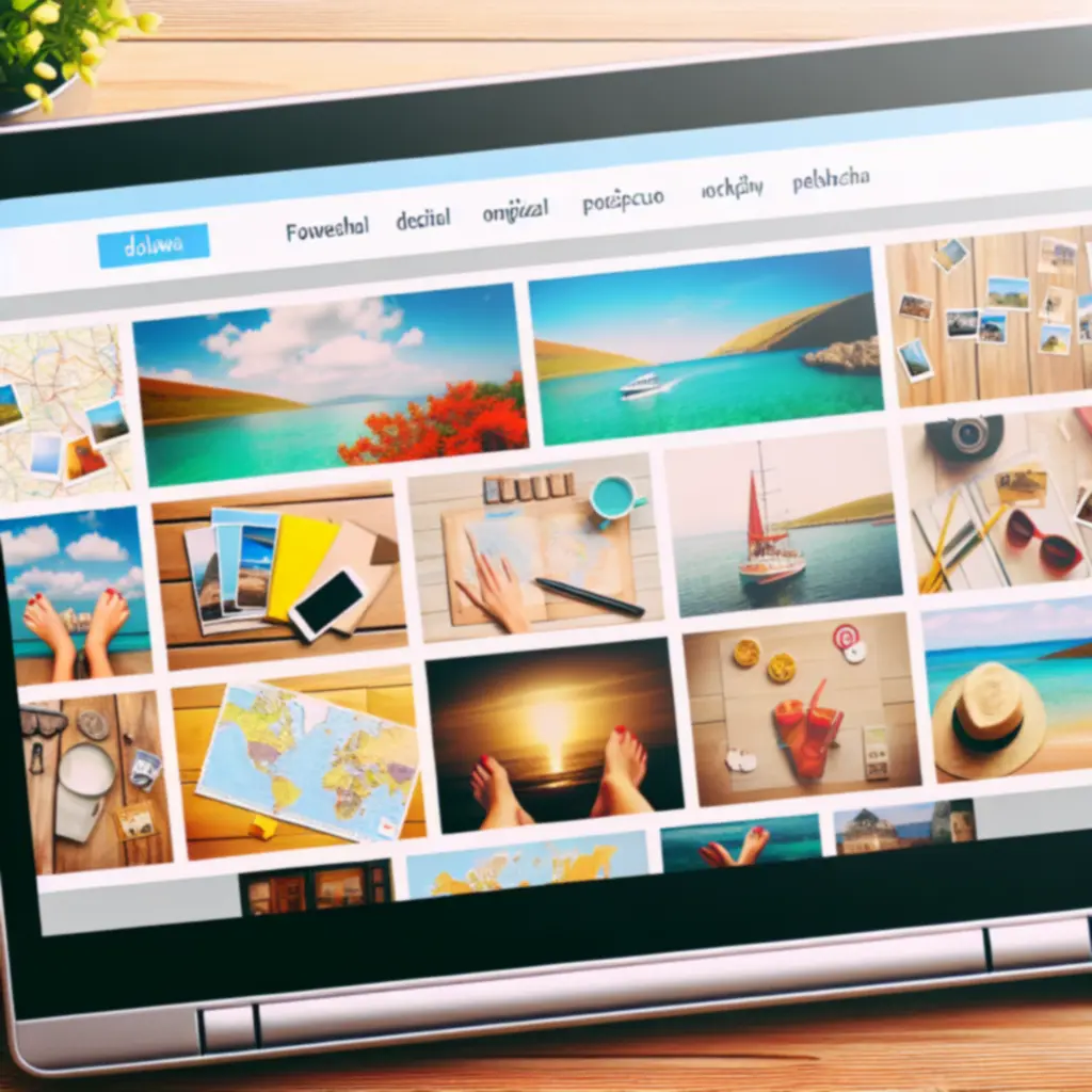 Ilustracja przedstawiająca uporządkowane kolekcje przewodników podróżniczych TravelGearumo