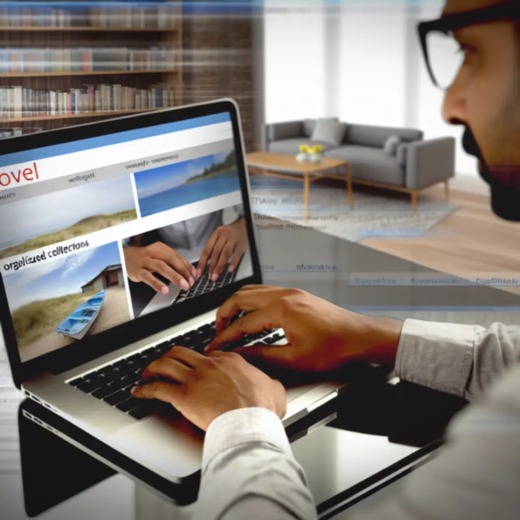 Osoba przeglądająca na ekranie tematyczne kolekcje podróżnicze TravelGearumo